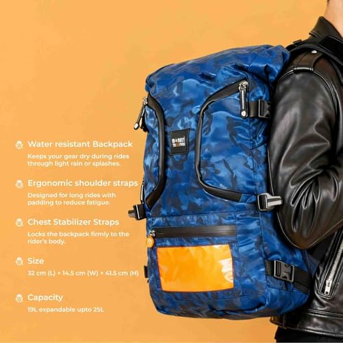 Image of MONKEY TROOPERS Stormy Backpack Bag, 15-Inch Laptop Compartment, Water Resistant, Magnetic Tank Mount, Touch-Sensitive Navigation Pocket, Travel, Biking, Hiking Backpack For Men & Women