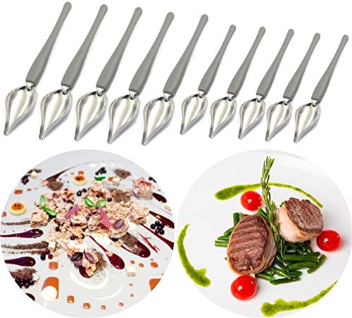 Runaty 10 Pièces Ensemble De Cuillères De Décoration De Dessin Professionnel, Cuillères à Dessin Culinaire De Chef en Acier Inoxydable Multi-Usage Culinaire De Précision 10 pièces