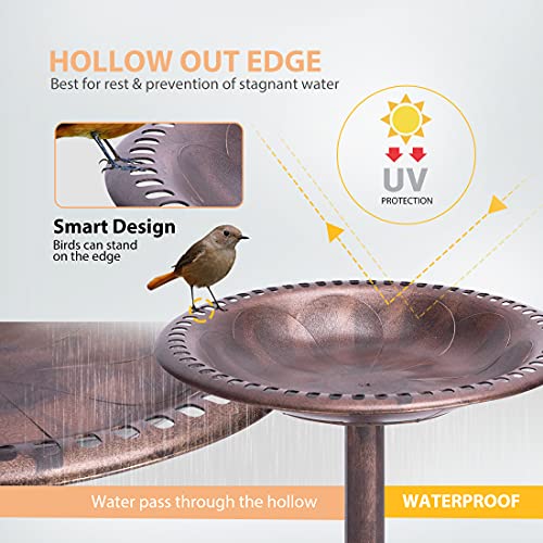 Vivohome NO 28 Inch Height Polyresin Lightweight Antique Outdoor Garden Bird Bath Bronze thumb #4