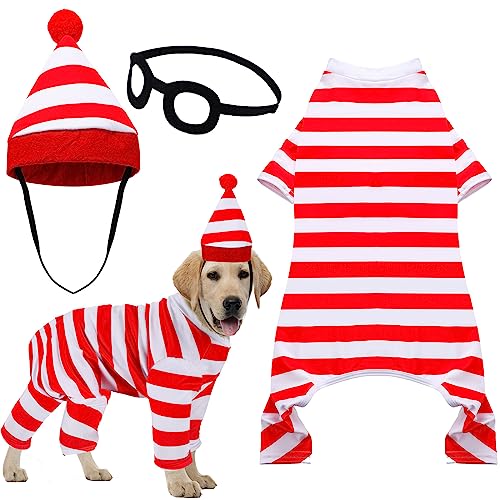 Disfraz Halloween rayas rojo y blanco para perro talla M