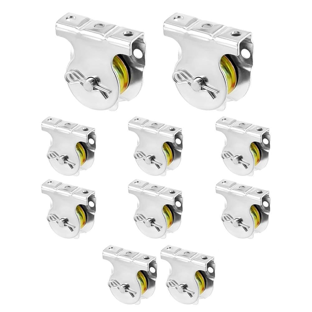 Pomoflexi 10pcs Wall Mount Pulleys, 1-1/2" Ceiling Mount Single Pulley V-Groove Pulley Hardware Accessories for 3/8" Wire or Rope