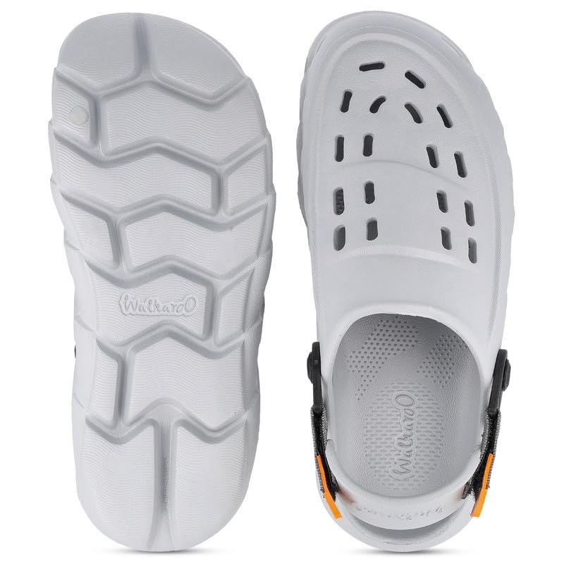 Image of WALKAROO Men Soft EVA Clogs with Adjustable Back Strap, Lightweight Ventilated Comfort Slip-On Outdoor Footwear, Durable Anti-Slip Clogs- WC8814