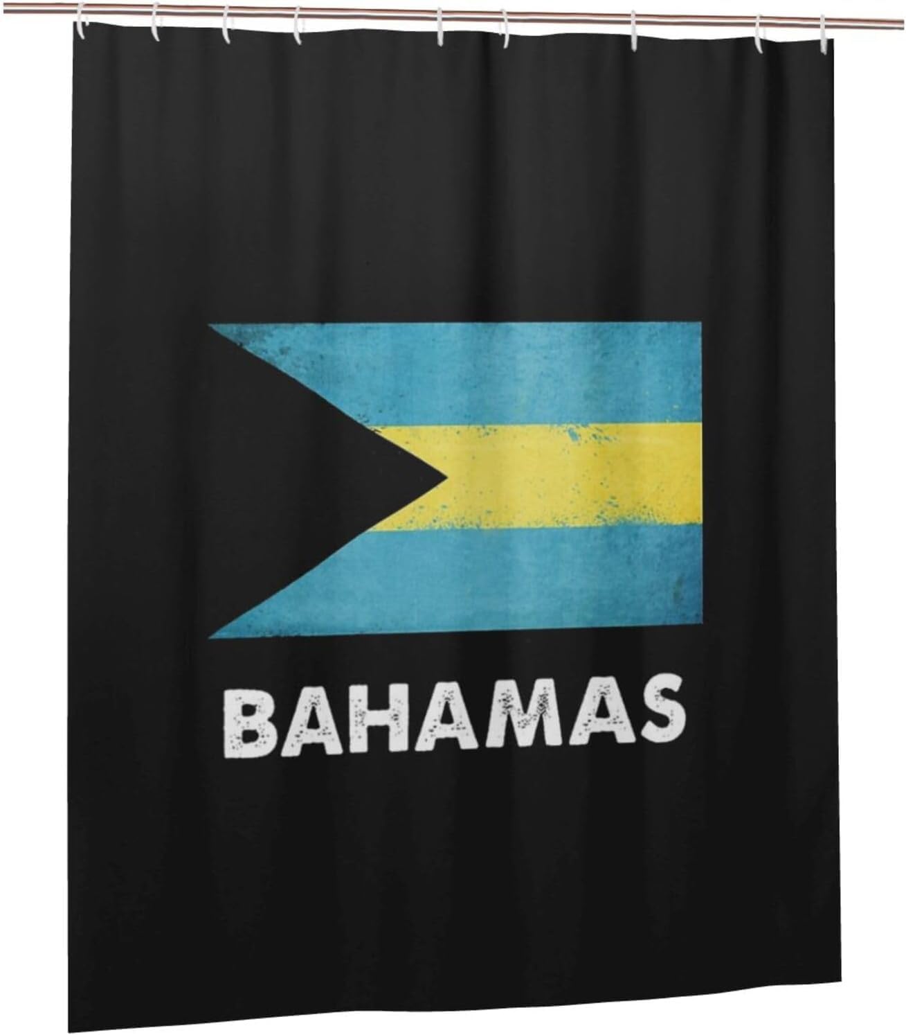 Bahamas Flag Bathroom Fabric Shower Curtain with 12 Buckles and Hooks, Washable, Waterproof, 60x72 Inches