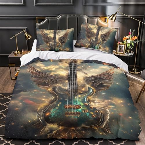 Linge de lit guitare 3D parure en microfibre de qualité supérieure super douce - 4