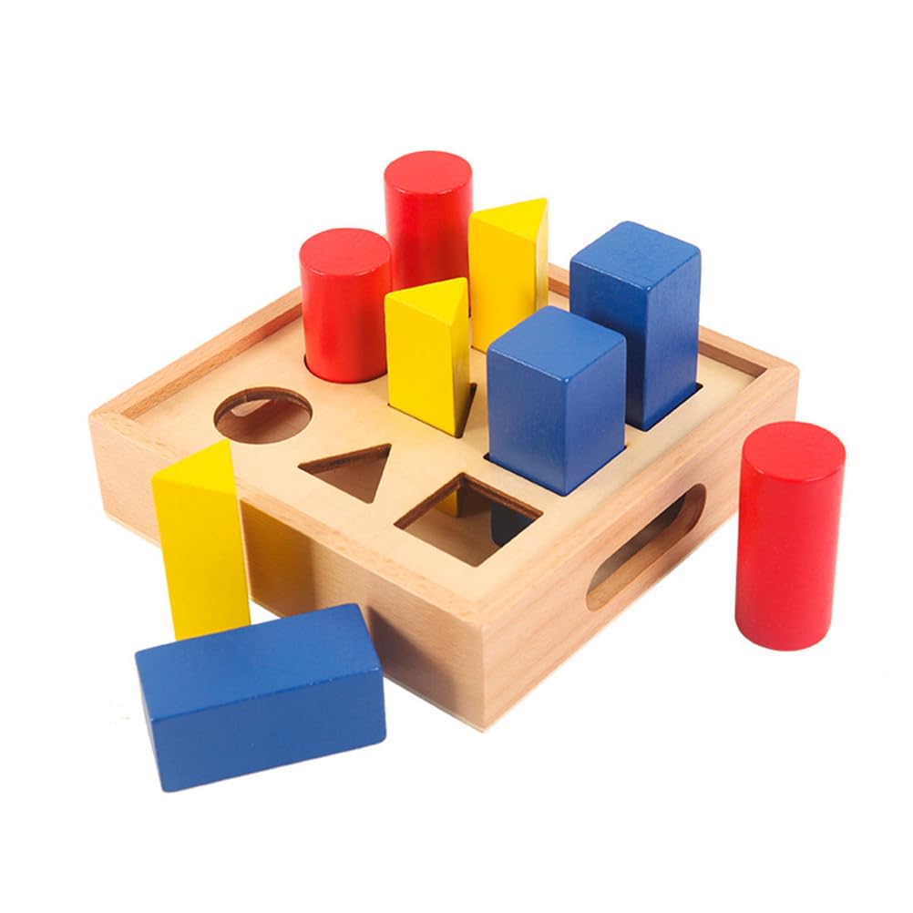 Tablero de Rompecabezas de Formas Geométricas Montessori, Juguete Sensorial de Pilares de Geometría de Tamaño en Gradiente de Madera