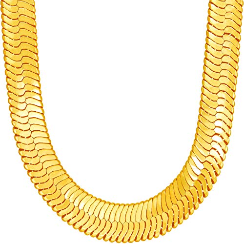 LIFETIME JEWELRY 11mm Flexible Herringbone Chain Necklace 24k Real Gold Plated