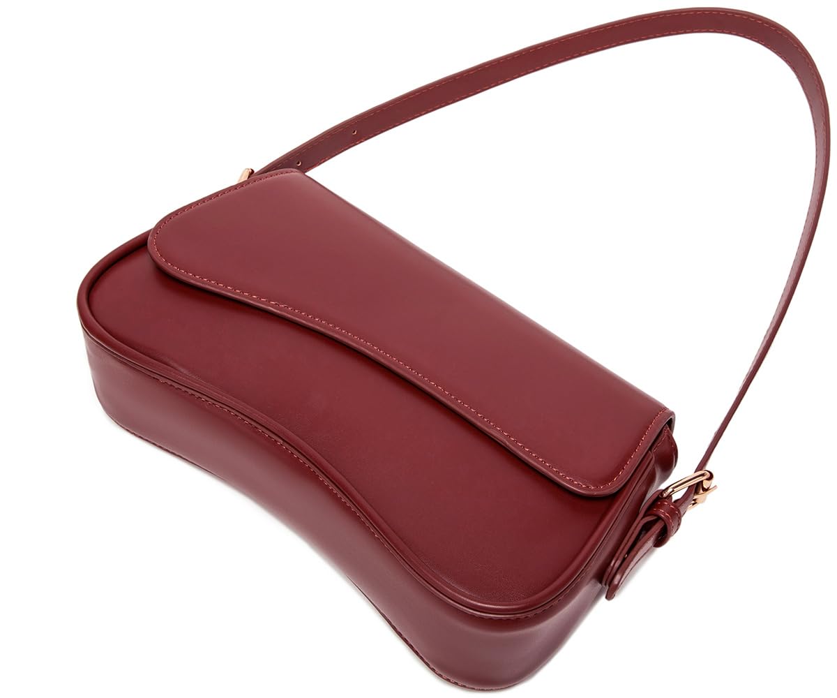 SYXLCYGJ Underarm Shoulder Bag for Women Trendy Purse Vegan Leather Hobo Handbags Clutch Crossbody Bag: Red