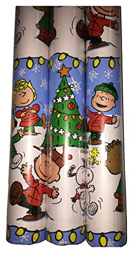 Peanuts Charlie Brown Lucy Snoopy Holiday Gift Wrapping Paper 20 Sq Ft