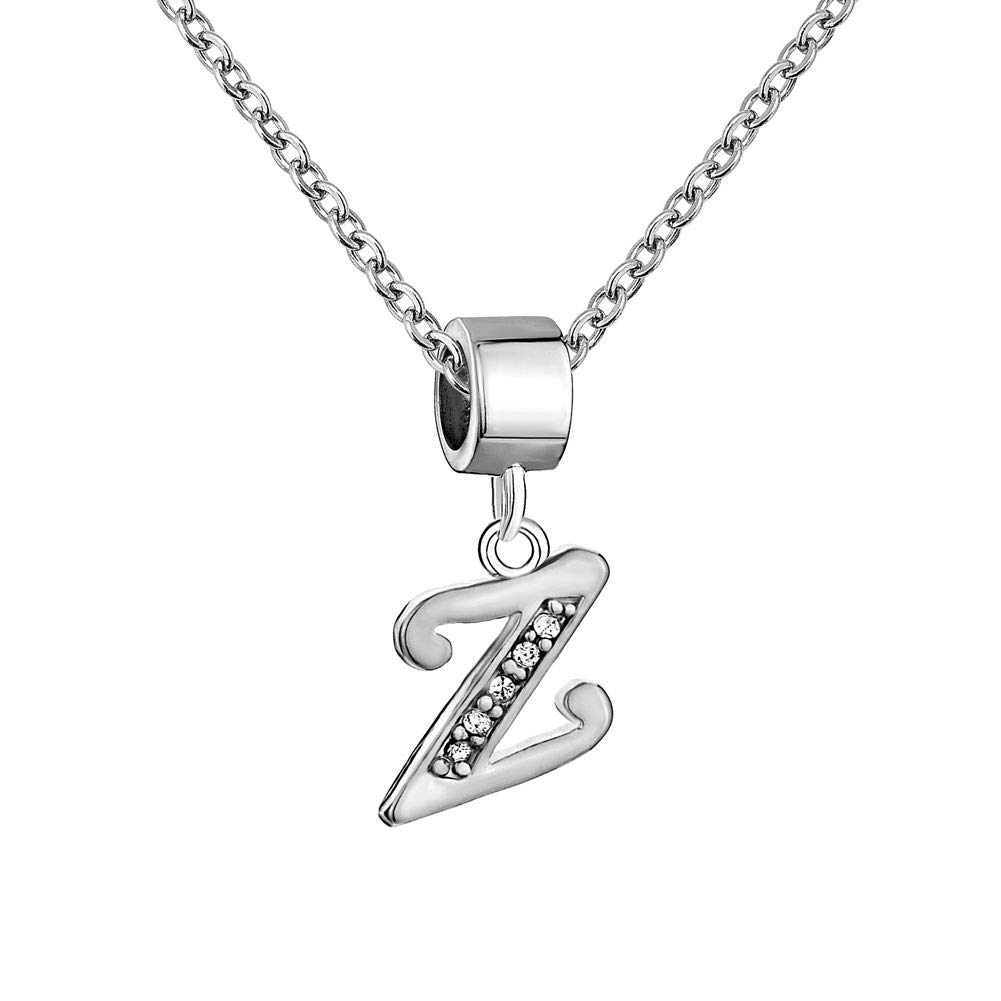 Korliya26 Letter A-Z Alphabet Initial Charm Bead Necklace Pendant for Women