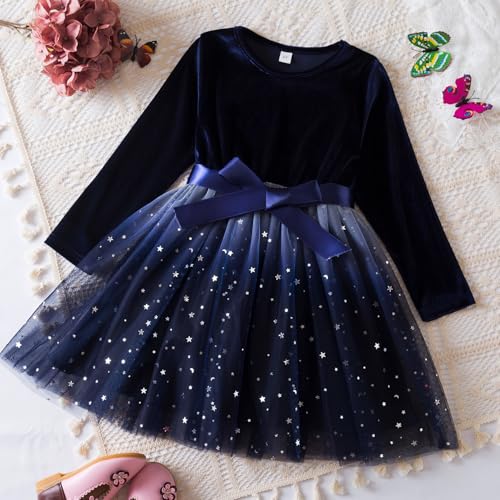 TTYAOVO Girl Long Sleeve Dress Fall Winter Princess Causal Dresses3