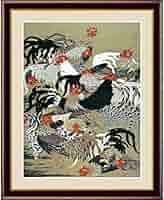 Amazon.co.jp: 額絵 [伊藤若冲] 【群鶏図】 [F4][G4-BN070-F4