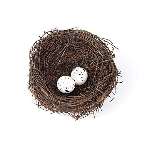 SEIWEI Rattan Bird Nest Handmade Rattan Bird Nest Artificial Bird Nest with Artificial Egg DIY Birds Nest Outdoor Wedding Garden Home Decorative