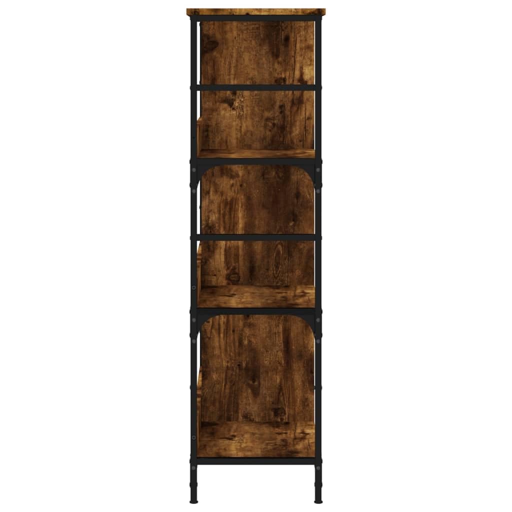 Libreria in rovere affumicato, 78,5 x 33 x 117,5 cm, con 6 scomparti, in legno e acciaio, per soggiorno, ufficio, cameretta dei bambini, divisorio e stoccaggio