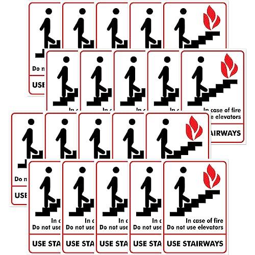 Image of CVANU Use Stairways Warning Safety Self-Adhesive Waterproof PVC Vinyl Sign Sticker Size (11.7inchX8.3inch) Pack of 20