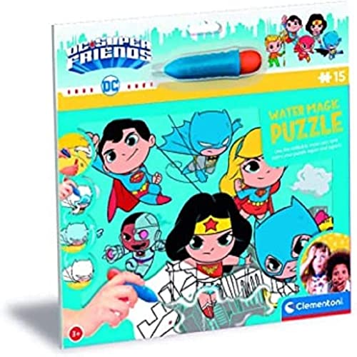 Clementoni 22243 PUZZLE WATER MAGIC DC COMICS SUPER FRIENDS 15 PCS Reveal Friends-15 Piece