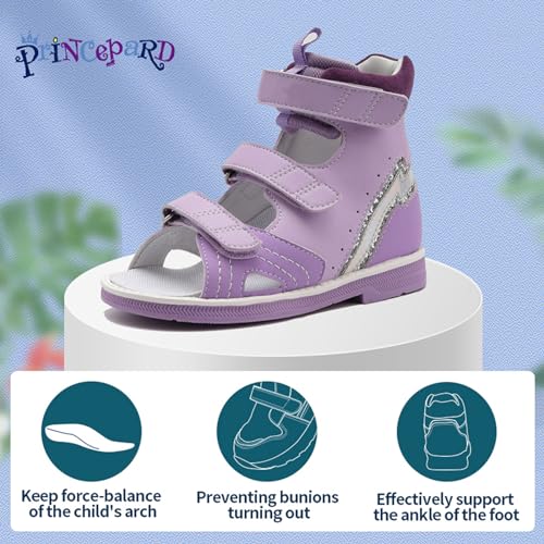princepard Orthopedic Sandals for Kids and Toddlers,High-top AFO Shoes with Arch and Ankle Support3