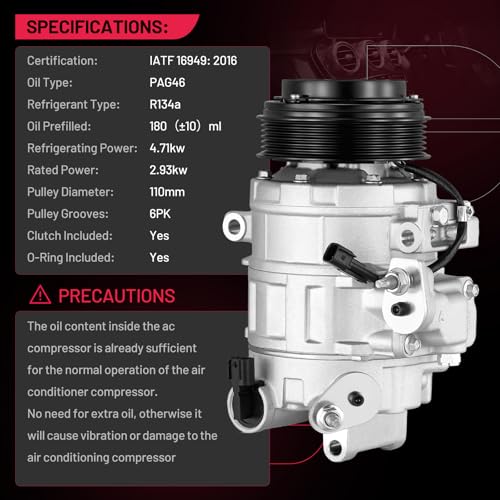 BDFHYK 198358 Air Conditioning A/C Compressor with Clutch Compatible with Ford Explorer Flex 3.5L 13-18, Police Interceptor Sedan/Utility 13-18 3.5L 3.7L, Compatible with Lincoln MKT MKS MKZ 23-18