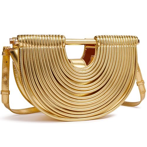 Sac à main tissé Geelyda : finis les sacs encombrants en soirée avec ce format demi-rond
