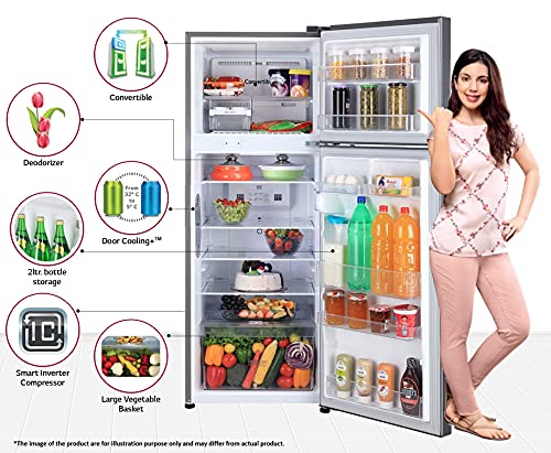 Image of LG 284 L 2 Star Inverter Frost-Free Double Door Refrigerator (GL-T302RPZY, Shiny Steel)