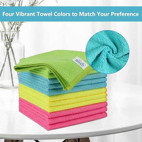 HOMEXCEL Microfibre Cloth,12 Pack Cleaning Rag,Microfibre Cleaning Cloths Towels with 4 Color Assorted,29 x 29 cm (Green/Blue/Yellow/Pink) - Image 5
