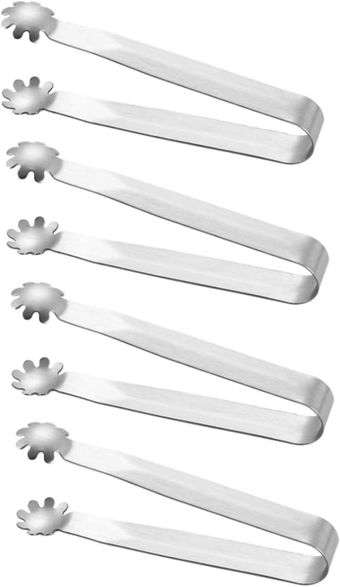 Uonlytech 4Pcs Stainless Steel Mini Sugar Cube Tongs Ice Clips for Cocktail Whiskey Coffee Tea Party Food Serving Smooth Edges