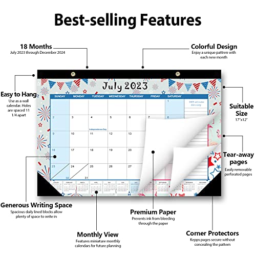 Desk Calendar 2023-2024: 18 Monthly Desk Calendar With Corner Protectors, 17 X 11-1/2 Inches Academic Desk Calendar From Jul. 2023 Through Dec. 2024 For Home School Office Planning And Organizing #TOP1