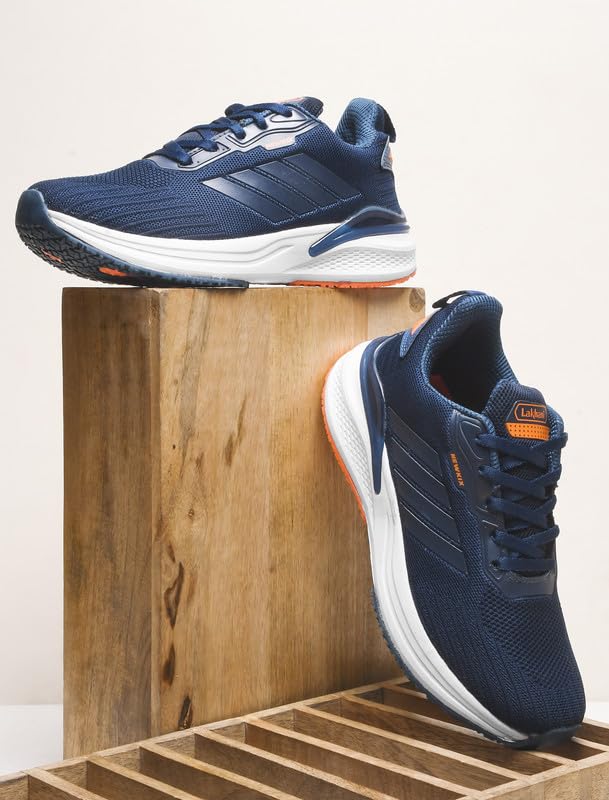 Image of Lakhani aashirwad Men's Sports Shoes | Lightweight Breathable Running Shoes for Men | Flynet Upper, Phylon Sole | Flexible, Comfortable Lace-Up Athletic Shoes
