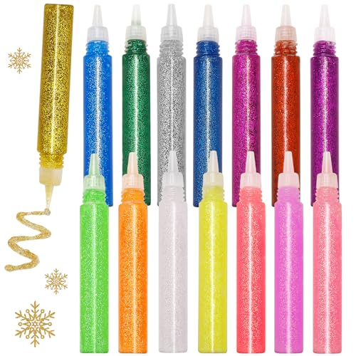 Glitter Glue Pens 15 Colors Glitter Pens for Arts and Crafts Rainbow Glue Sticks for DIY Bottle Decor Projects Scrapbooking Grad Caps Cards Decorating Supplies