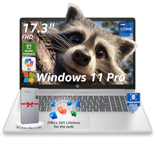 HP 17.3 Business Laptop, Intel 10-Core i5 1334U (Beats i7-1255u), 17' FHD(1920 x 1080) 250Nits Display, Backlit Keyboard, Fingerprint Reader, Windows 11 Pro (20GB RAM | 512GB SSD)