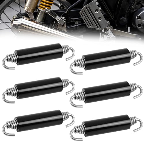 Zuxbolf 6 Pièces Ressorts de Pot d'Échappement, 65mm Ressort de Tension avec Double Crochet, Ressort de Traction Acier Inoxydable pour Motos et Scooters