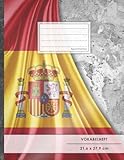 Vokabelheft: DIN A4 • 50+ Seiten, Softcover, Register, Zweispaltig, Erfolgs-Tacker, Spanien • Original #GoodMemos Schulheft • Fremdsprachen leicht lernen, Lineatur 53