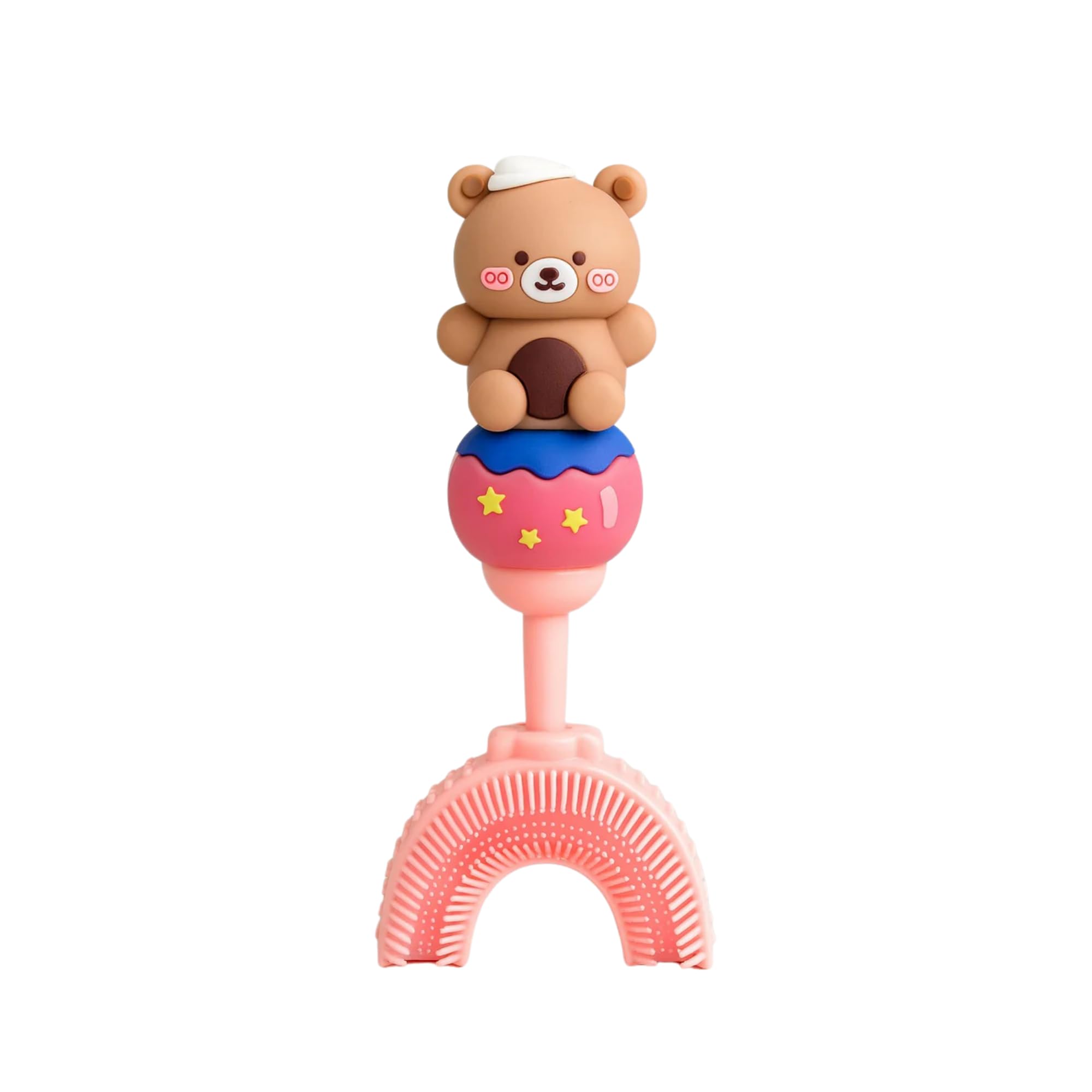 Nestlooms Baby U Shaped Silicone Manual Tooth Brush, Soft & Elastic Bristles, Complete 360 Degree Dental Cleaning, Specially Designed For Toddlers & Children, Food Grade Soft Silicone Brush Head - (Brown Teddy)-picture-17