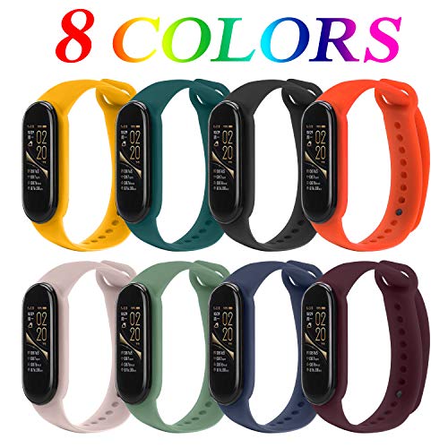 STN Compatible con La Correa Inteligente Xiaomi Mi Band 5, Correas De Repuesto De Silicona para La Correa De Pantalla A Color NFC De Pulsera Inteligente Xiaomi Mi Band 5 (8PCS)