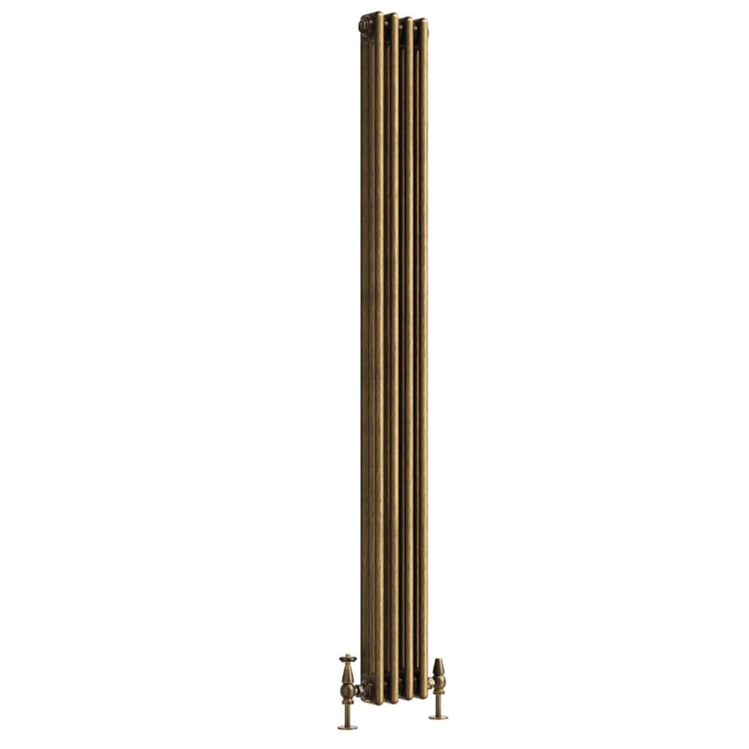Go Bathrooms Traditional Tall Vertical Radiator Triple Column Radiator 1800mm x 200mm Antique Brass Finish 3 Column Panels Designer Cast Iron Style Radiator Central Heating | Clover