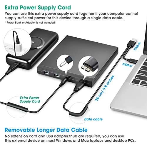 Roofull External Cd Dvd +/-Rw Drive With Sd Card Reader And Usb Ports, Usb 3.0 Type-C Cd Dvd Optical Disc Drive Player Burner Rewriter For Laptop Pc Windows 11/10/8/7, Mac Macbook Pro/Air, Linux Os #TOP4