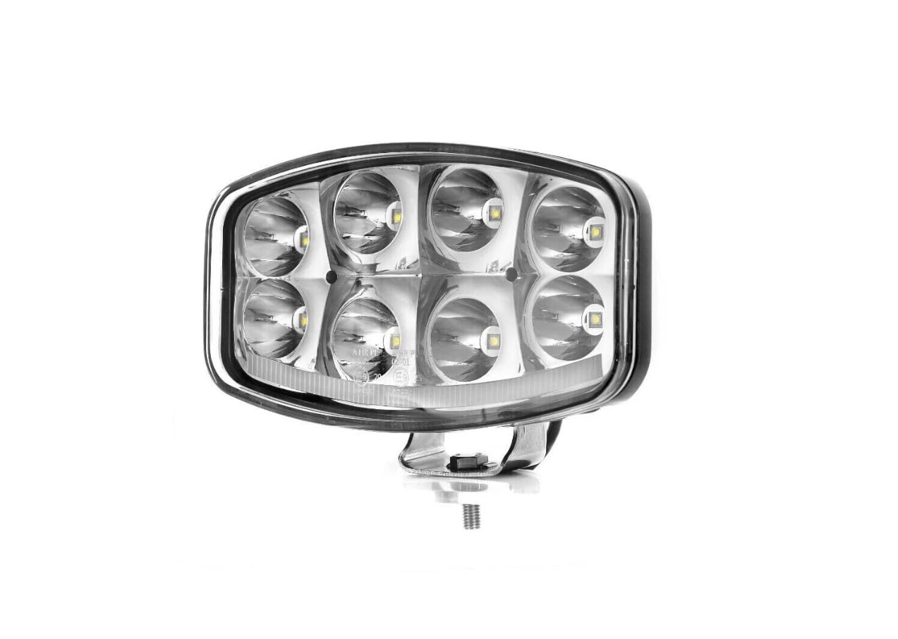 Generico Faro da lavoro Supplementare a LED 12V-24V 64W 6500lm Faro di Profondità Raggio Lungo con Luce di Posizione Bianco Neon Impermeabile IP67 Per Camion Fuoristrada 4x4 Barca ECE E9 R10 R112 R7