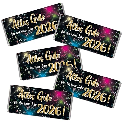 STEINBECK Mini Schokolade - Silvester Neujahr 2026-5x18g Geschenk Tischdekoration Jahreswechsel Viel Glück