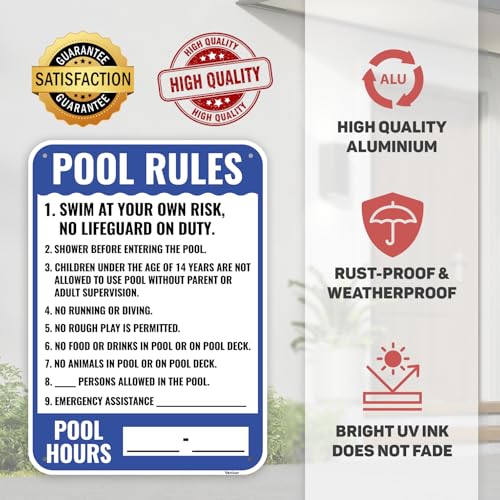 Cartel de reglas para piscina en aluminio 14x10 pulg miniatura 3