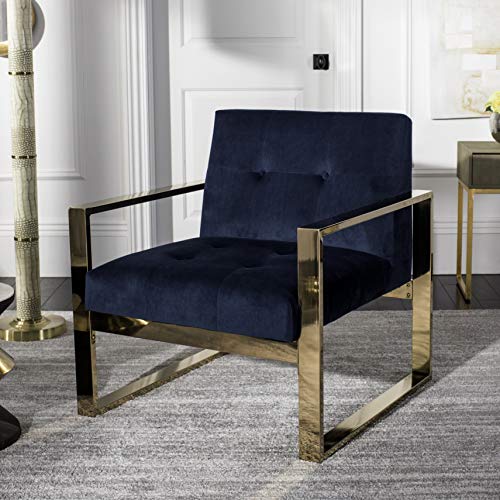 Sillón con Tela Terciopelo Azul y Detalles de Metal miniatura 2