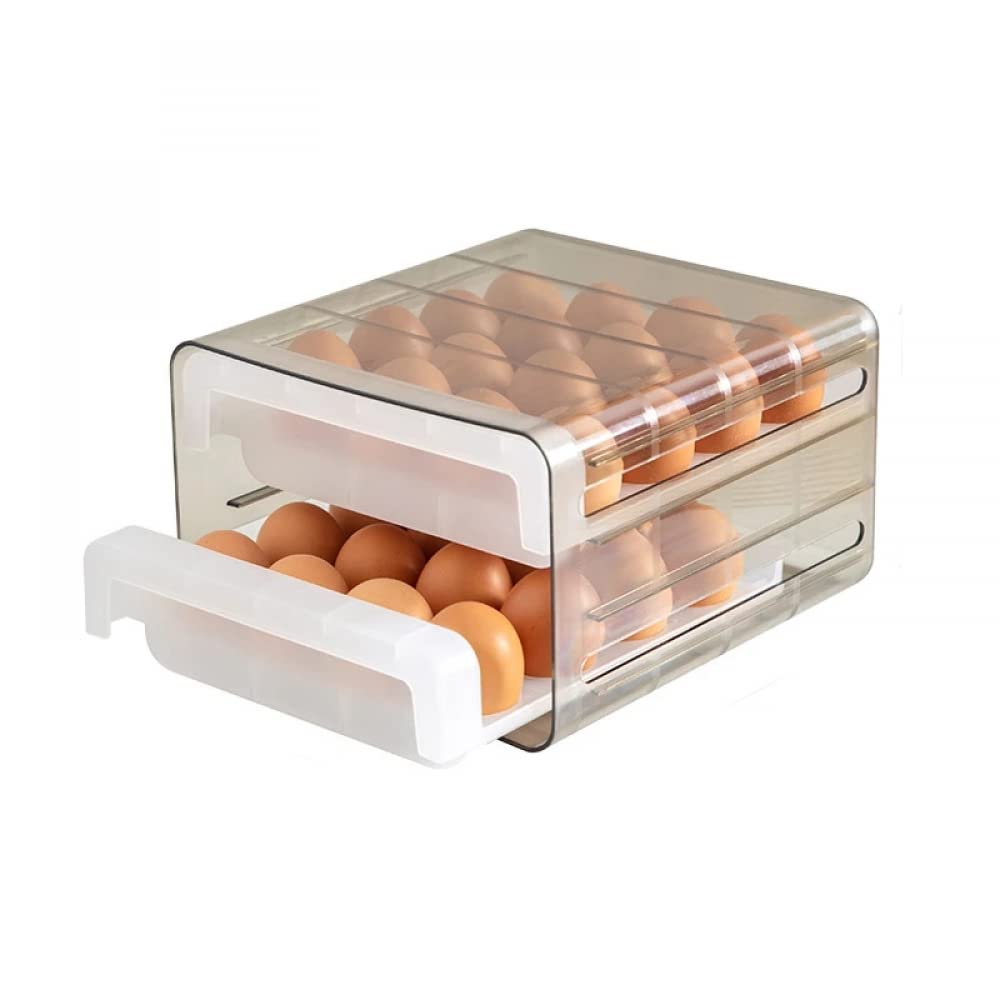 Bandeja de plástico para huevos, Caja de almacenamiento huevos con cajón doble capa, 16/32 rejillas transparentes, 24x21,5x14cm for refrigerador