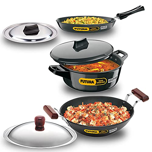 Buy Hawkins Futura Hard Anodised Induction Compatible Cookware Set 1 (Frying Pan, DeepFry Pan