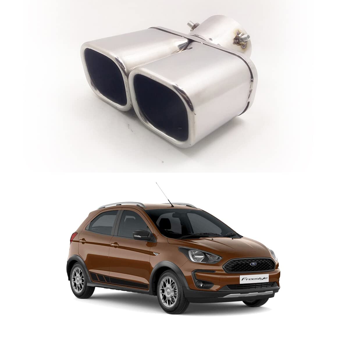 Oshotto Stainless Steel SS-010 Car Exhaust Muffler Silencer Cover Compatible with Ford Freestyle (Chrome)