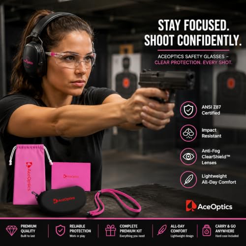 Image of Safety Glasses - ANSI Z87 Certified, 5X Anti-Fog ClearShield Lenses with Premium Hard Case & Accessory Bundle