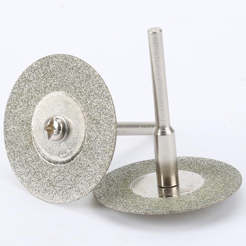 (10+2) pcs 30mm Diamond Cutting Discs Cut Off Mini Diamond Saw Blade with 2pcs Connecting 3mm Shank for Dremel Drill Fit Rotary Tool