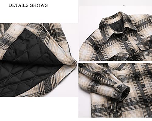 luvamia Plaid Jackets for Women Flannel Quilted Shacket Coats Oversized Button Down Shirts Jacket2