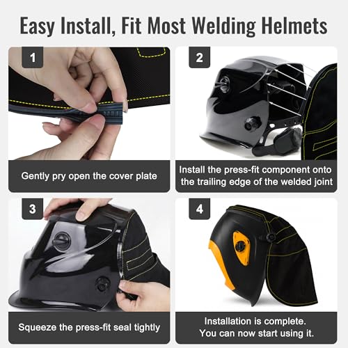 Image of Welding Helmet Cover, Flame Retardant Neck Shield with Press Fit Seal, Anti-Glare Heat Resistant Protective Sleeve Compatible with Most Standard Welding Helmets