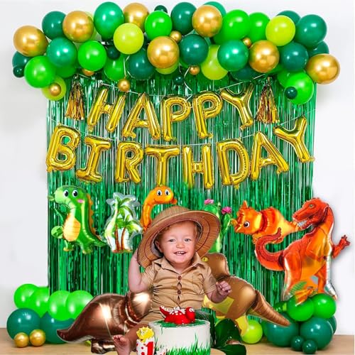 Image of Party Propz Dinosaur Theme Birthday Decoration Kit - 59 Pcs Dinosaur Birthday Decoration Items, Dinosaur Happy Birthday Banner, Balloon Decoration Kit For Kids (Cardstock & Foil)