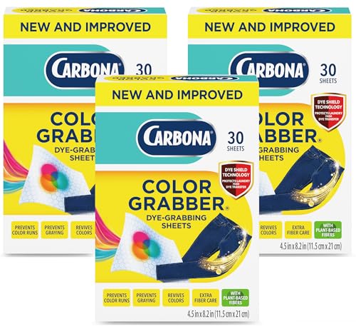 Carbona Color Grabber (30 Sheets), Prevents Color Runs & Dye Transfer in Mixed Loads, Helps Prevent Graying, Revives Colors, Plant-Based Fibers | 3 Pack