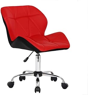 ,Swivel Furniture Computer Desk Seat PU Leather Padded Home Adjustable with 5 Castor Wheels and Lift,Black Red LWX (Black Red)