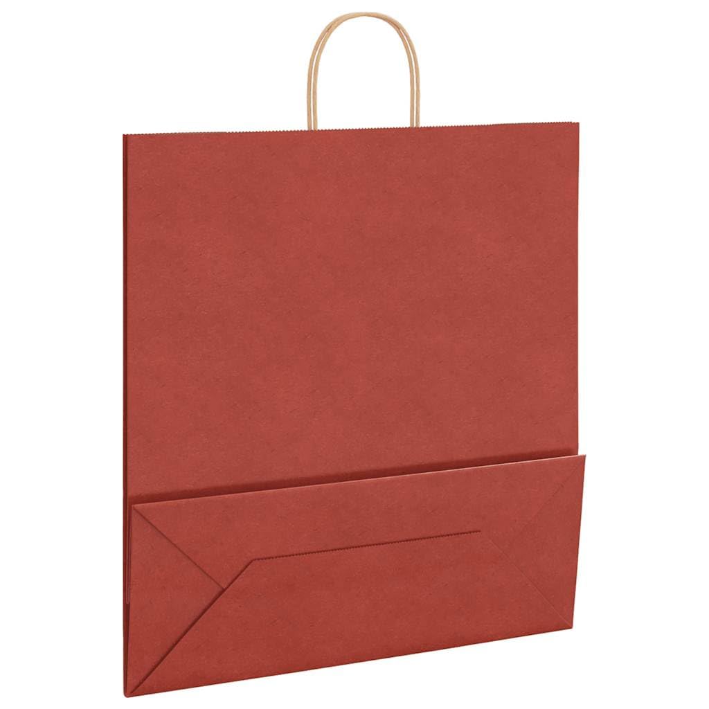 Bolsas de papel con asas de cuerda de papel, color rojo, 45 x 17 x 48 cm, 250 unidades, papel de estraza para regalo, fiesta, celebración, cumpleaños, boda, Navidad, Pascua, bautizo